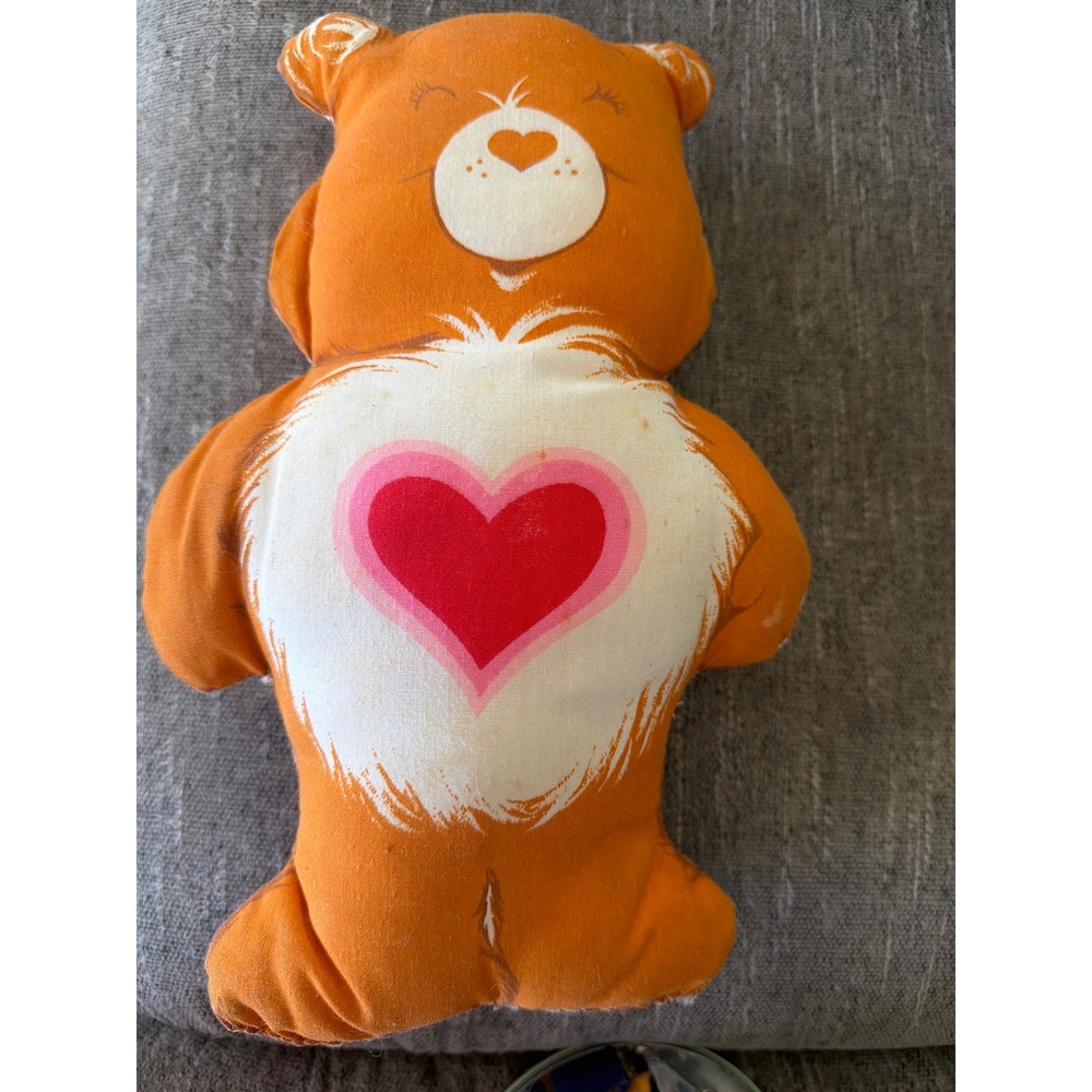 Vintage Care Bears Tenderheart Bear Plush Pillow Orange‎ Heart 1980s Retro Toy